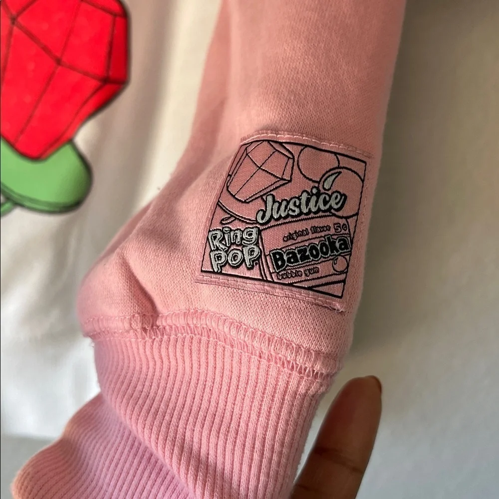Justice Girls Colorful Ring Pop Sweatshirt Pink White Sz S (7/8) pullover Casual
